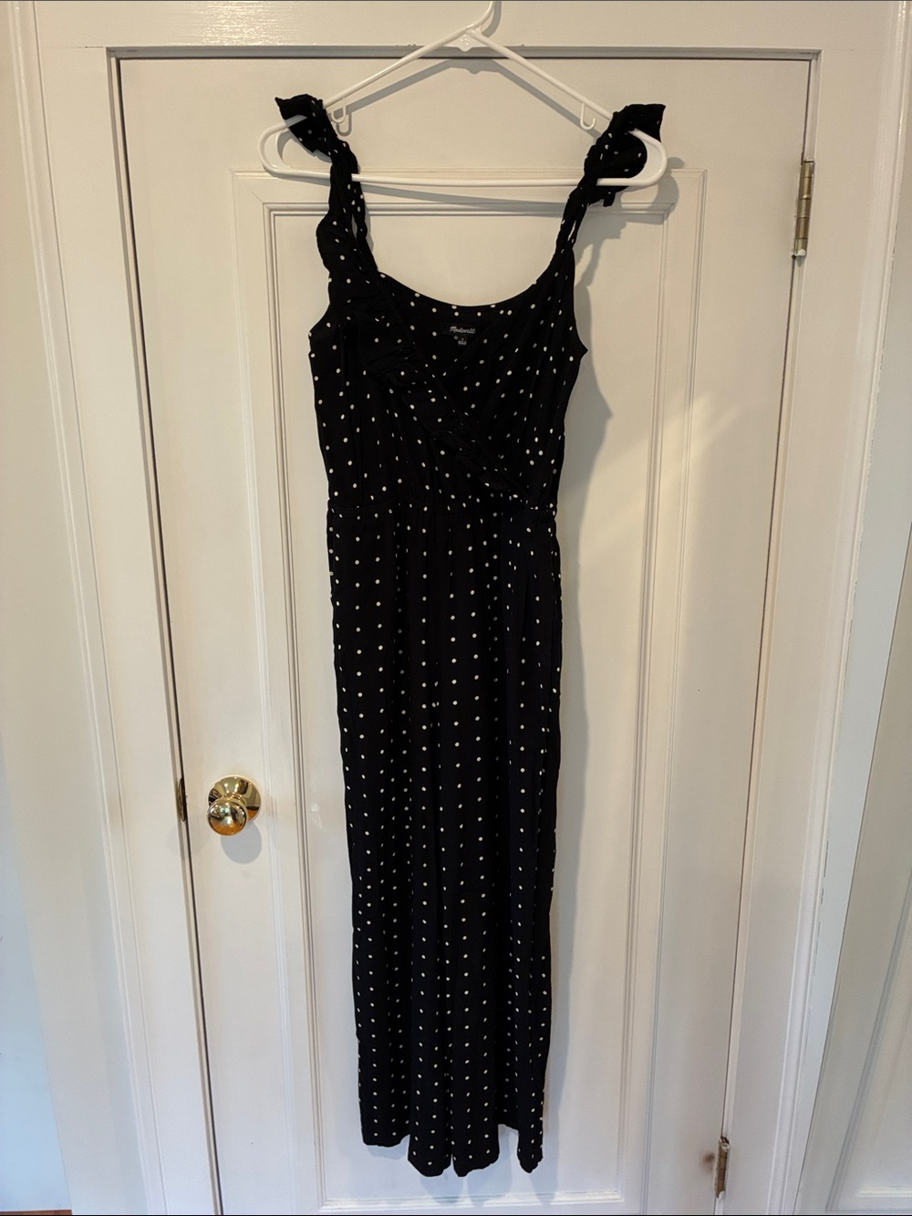 Madewell Black jumpsuit with White Polka Dots